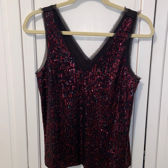 Rachel Roy Sequin Sleeveless V NeckTop. - Picture 2 of 5